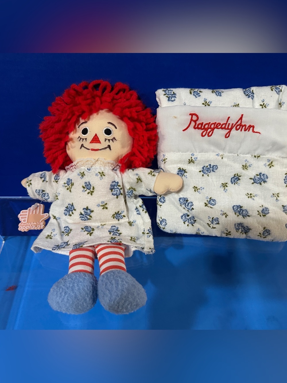 Raggedy Ann Vintage 80’s Applause Rag Doll w/Embroidered Face, Heart & Name 8”